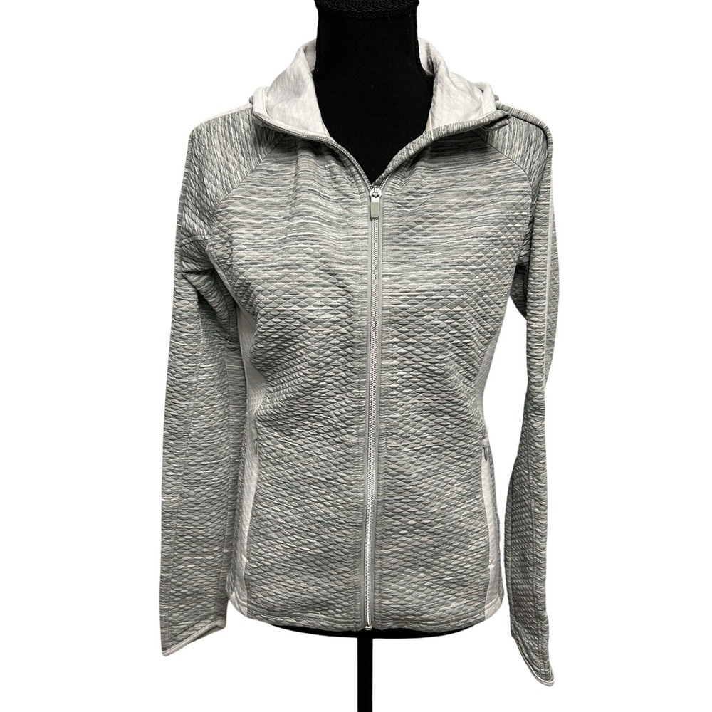 Athleta Grey Space Dye Quilted Full Zip Hoodie Jacket 242957 Womens Small